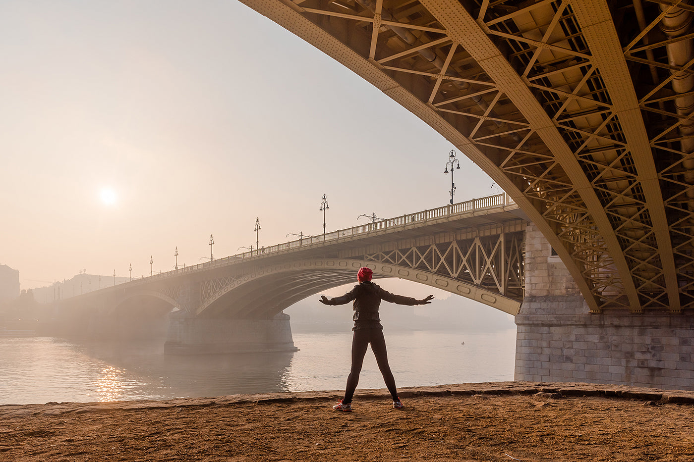 Post-run stretching on Margaret Island #4391