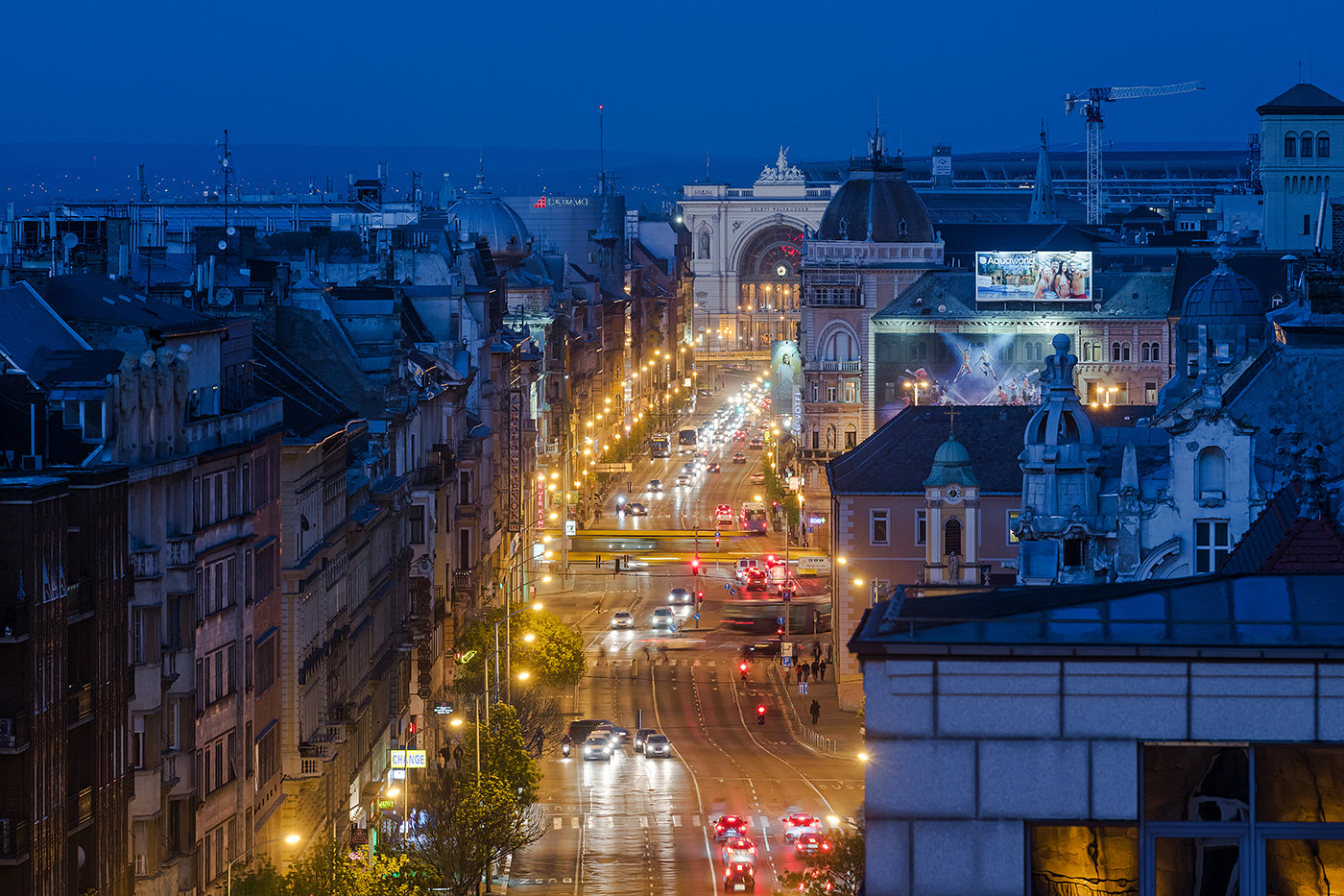 Rákóczi Street at night from the top of the Astoria Hotel #4542