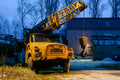 Tatra crane truck at the Csepel Works in the evening #4583