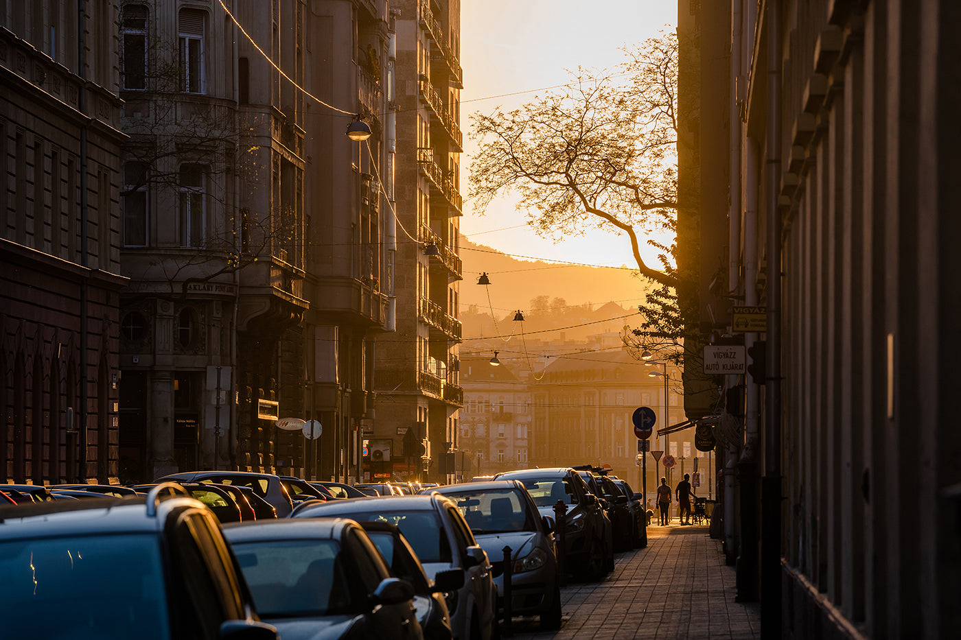 Downtown street scene at sunset #5187