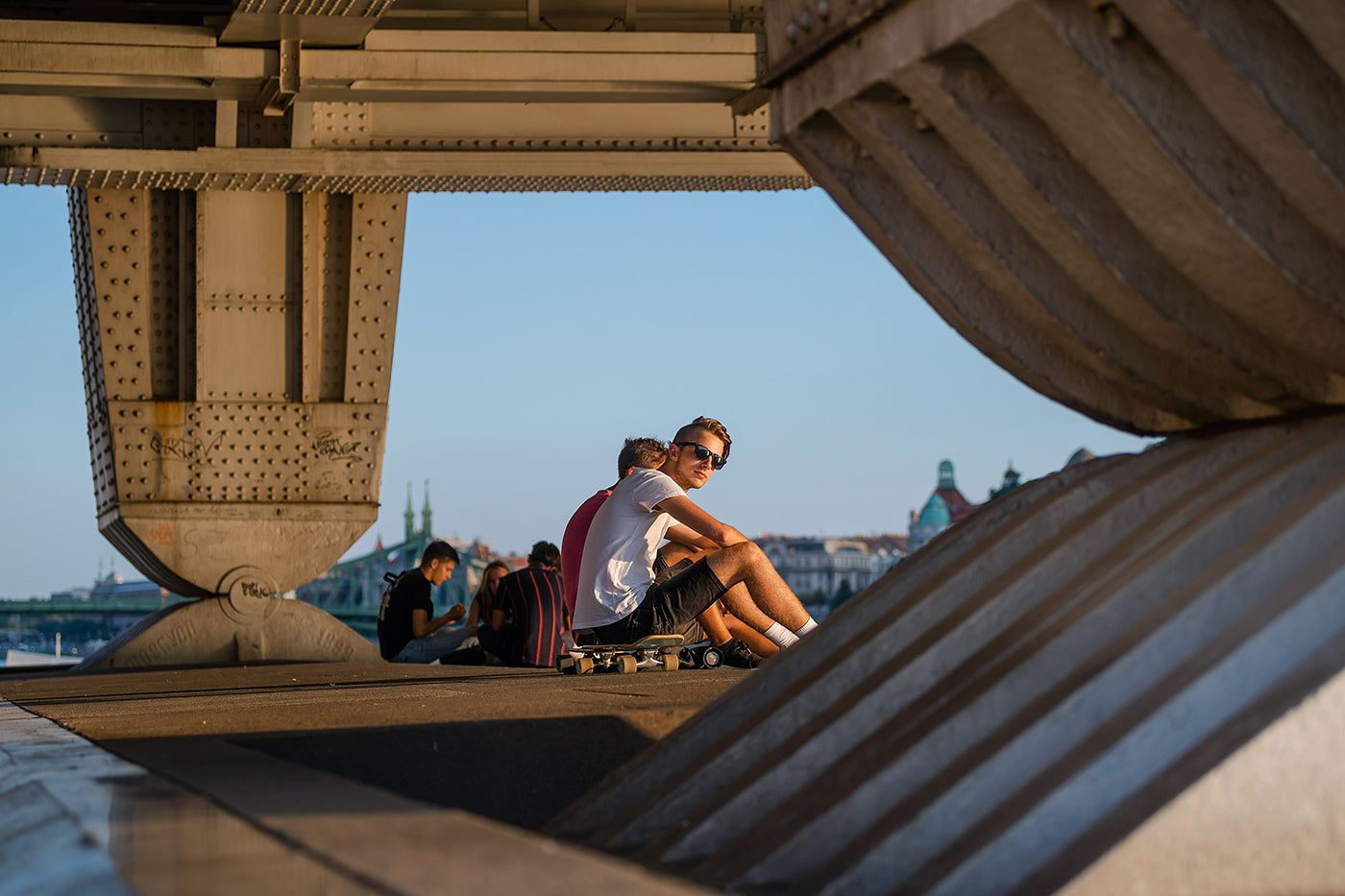Skateboarders under the Elizabeth Bridge #5290