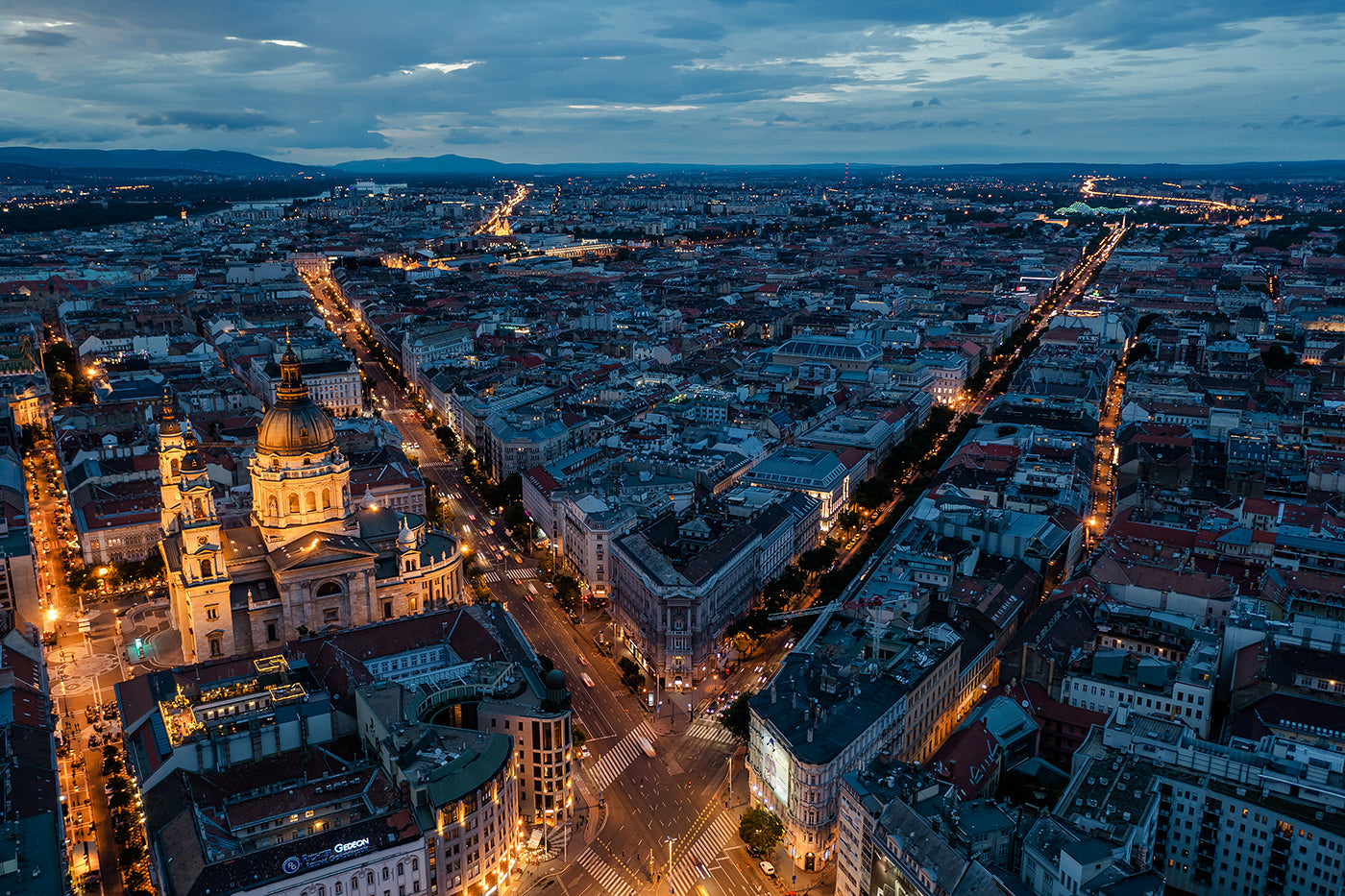Andrássy and Bajcsy from a bird's eye view in the evening #5478