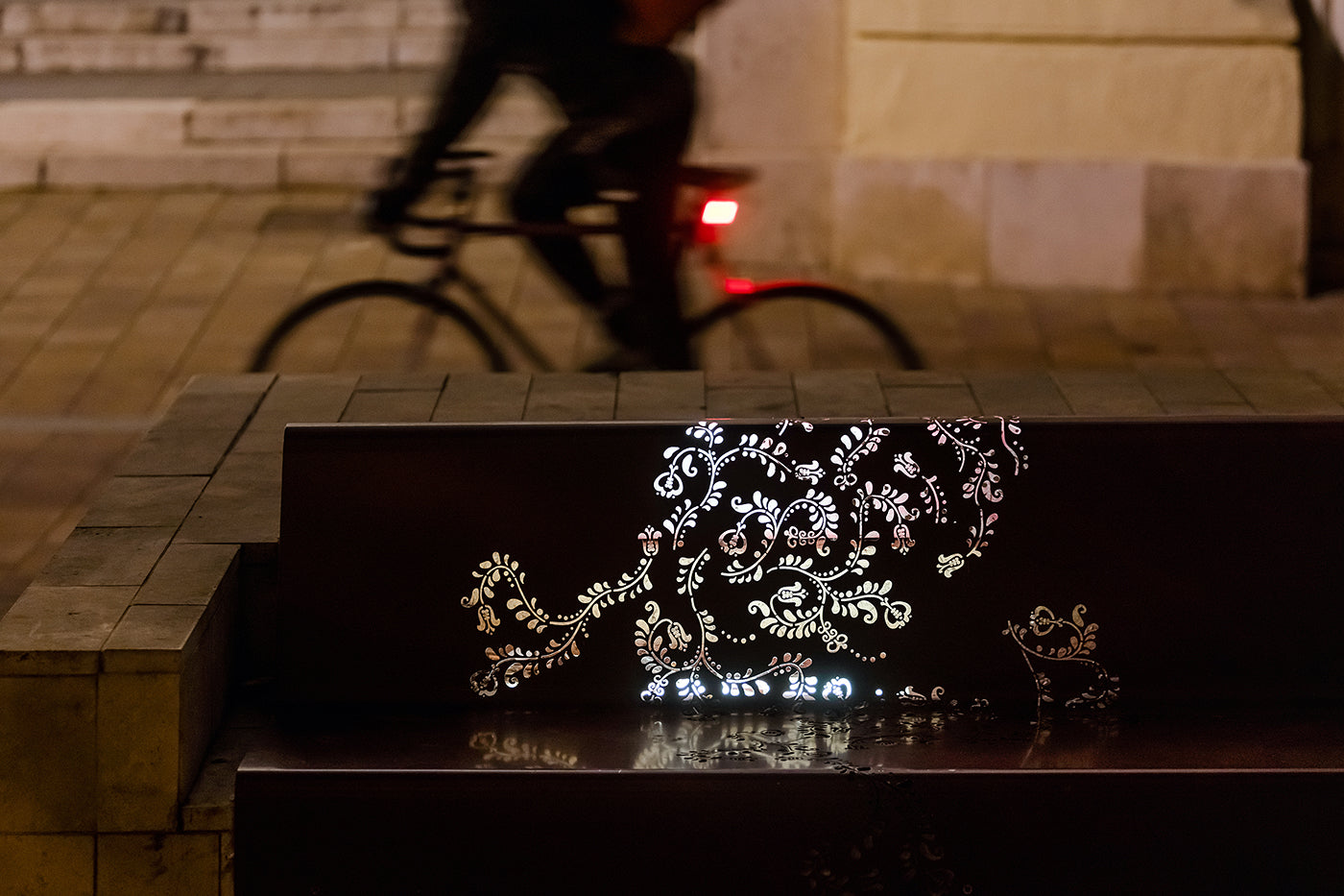 Decorative bench at the Comedy Theater #5573