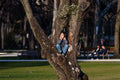Child sitting on a tree in the City Park #5681