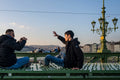 Tourists taking photos on Liberty Bridge #5902