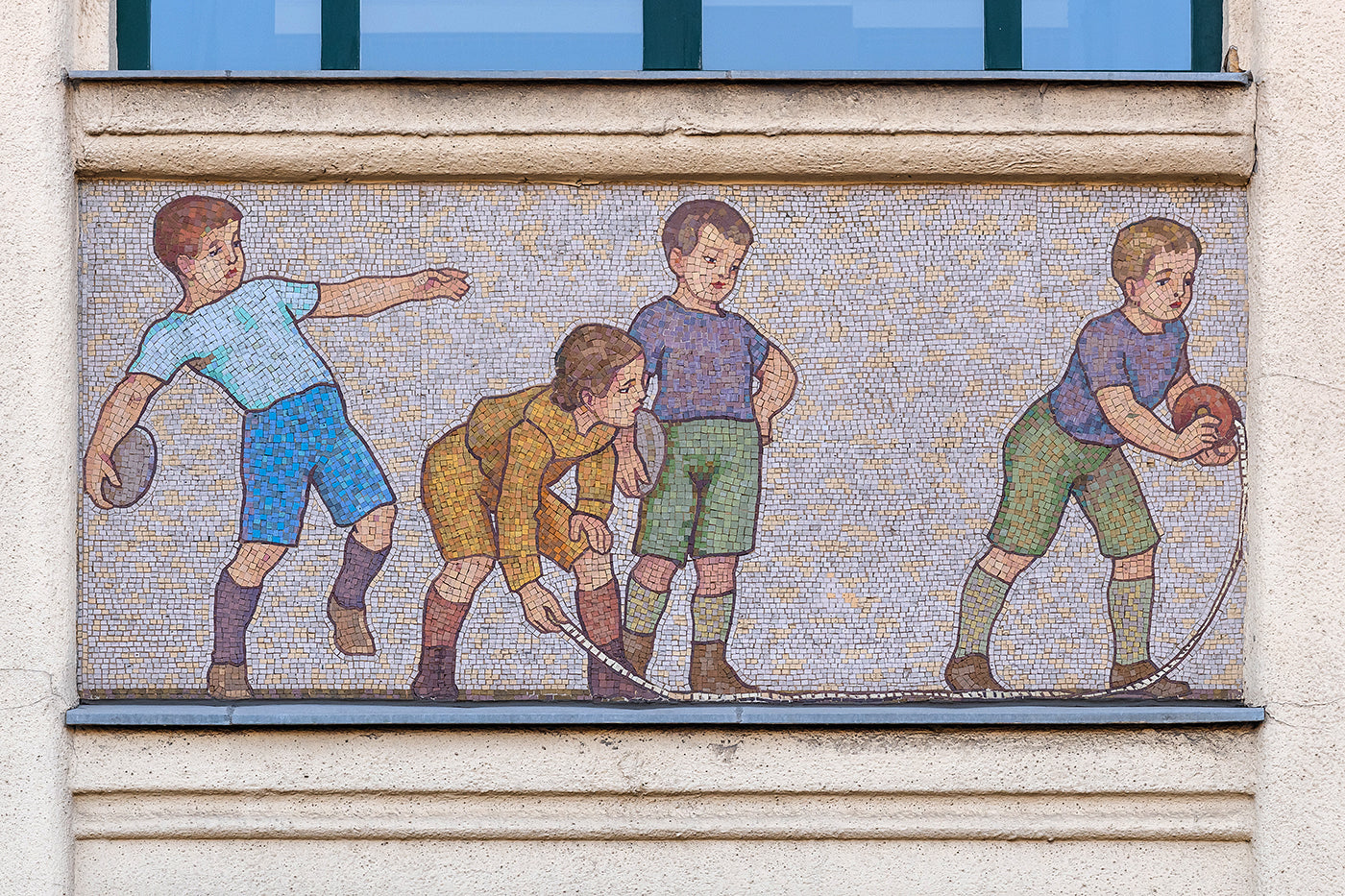 Mosaic images of the facade of Madách High School #5956