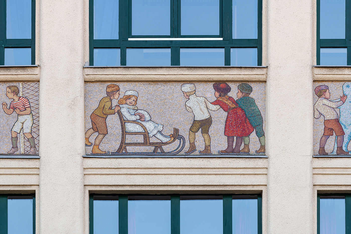 Mosaic images of the facade of Madách High School #5958