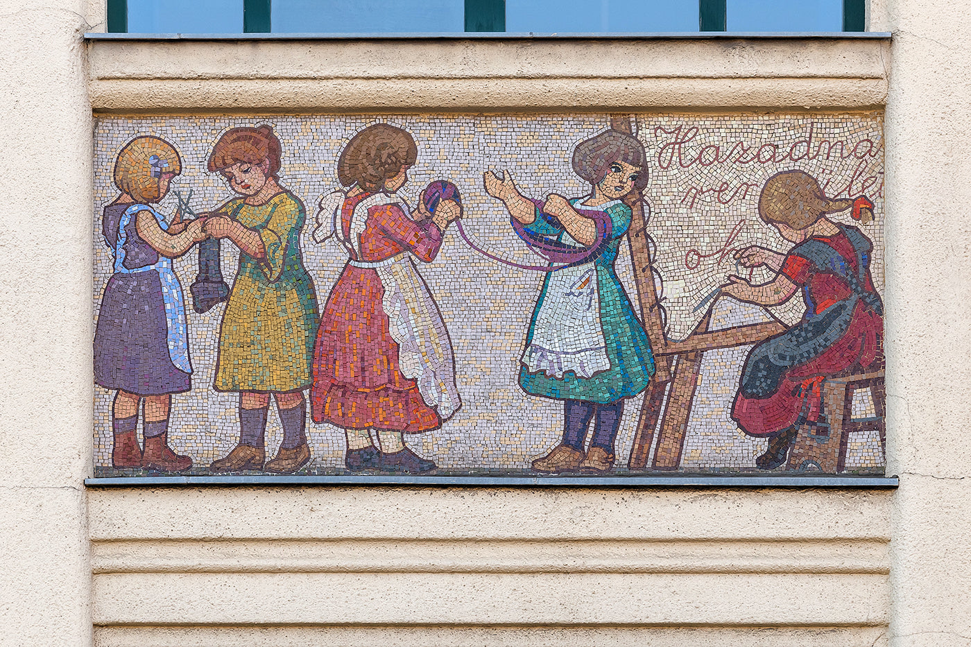 Mosaic images of the facade of Madách High School #5965