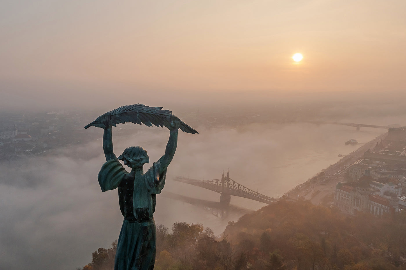 Statue of Liberty on a foggy morning #6366