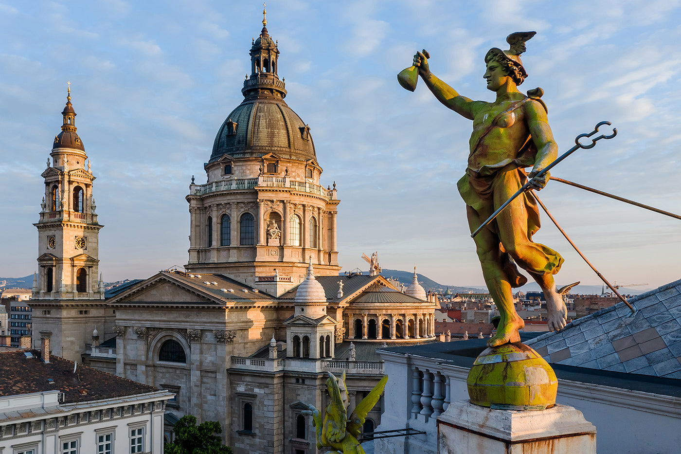 Hermes statue and the Basilica with drone #6374