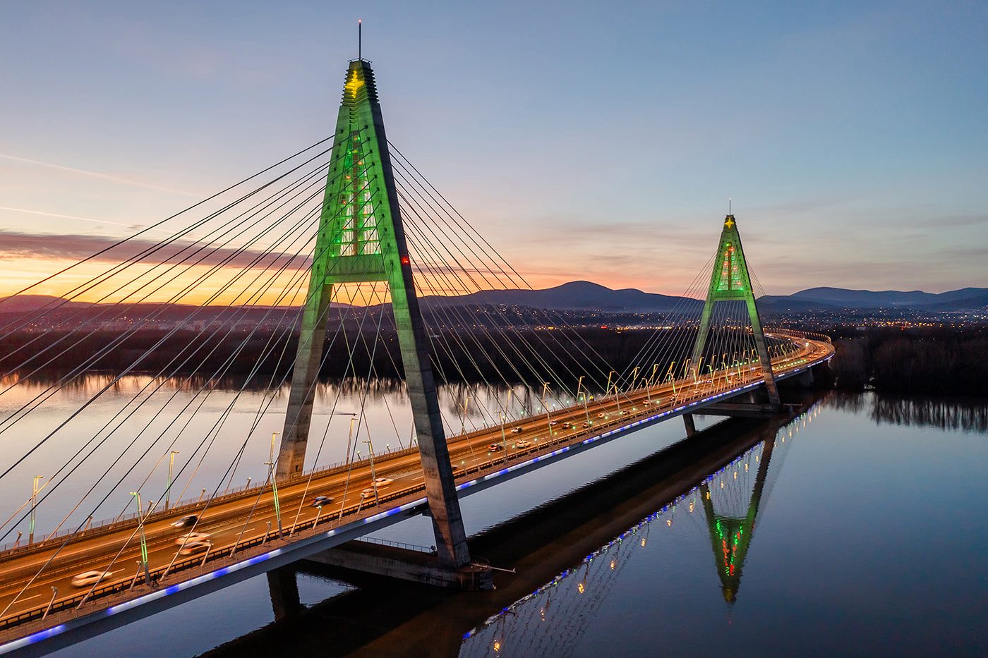 Christmas decoration lighting of Megyeri Bridge #6388