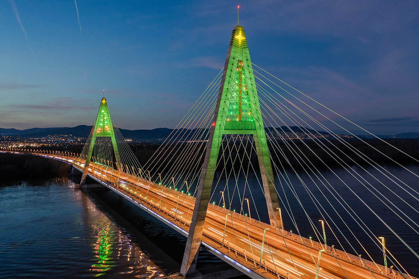 Christmas decoration lighting of Megyeri Bridge #6393
