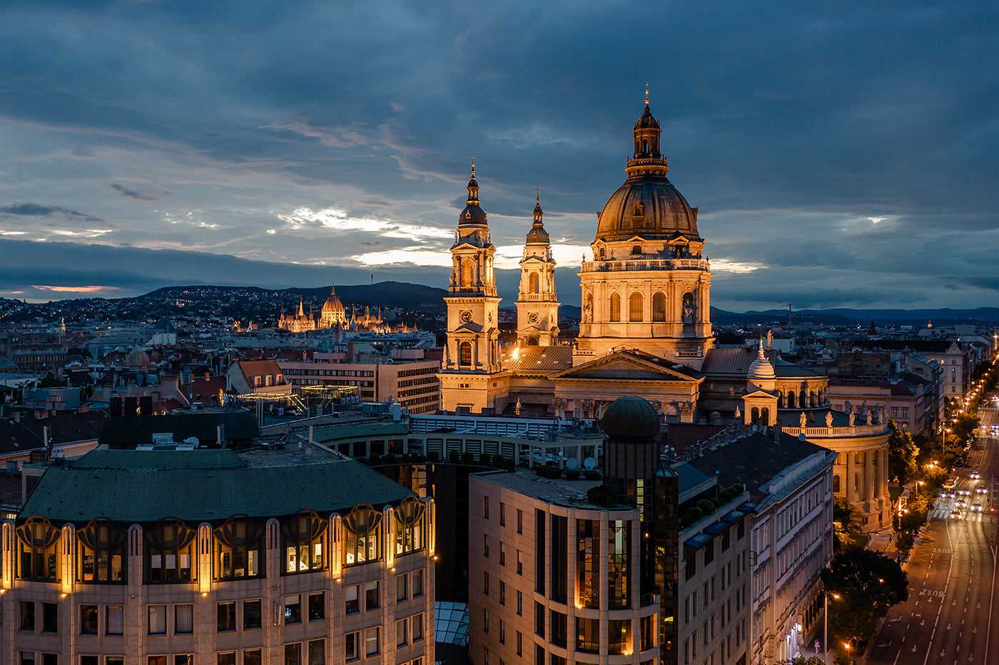 Basilica with drone at blue hour #6395