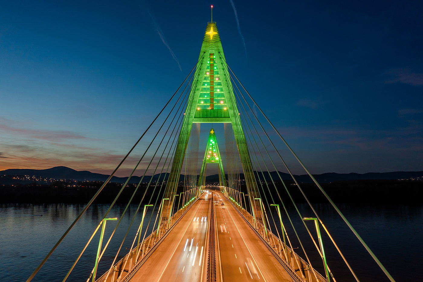 Christmas decoration lighting of Megyeri Bridge #6403