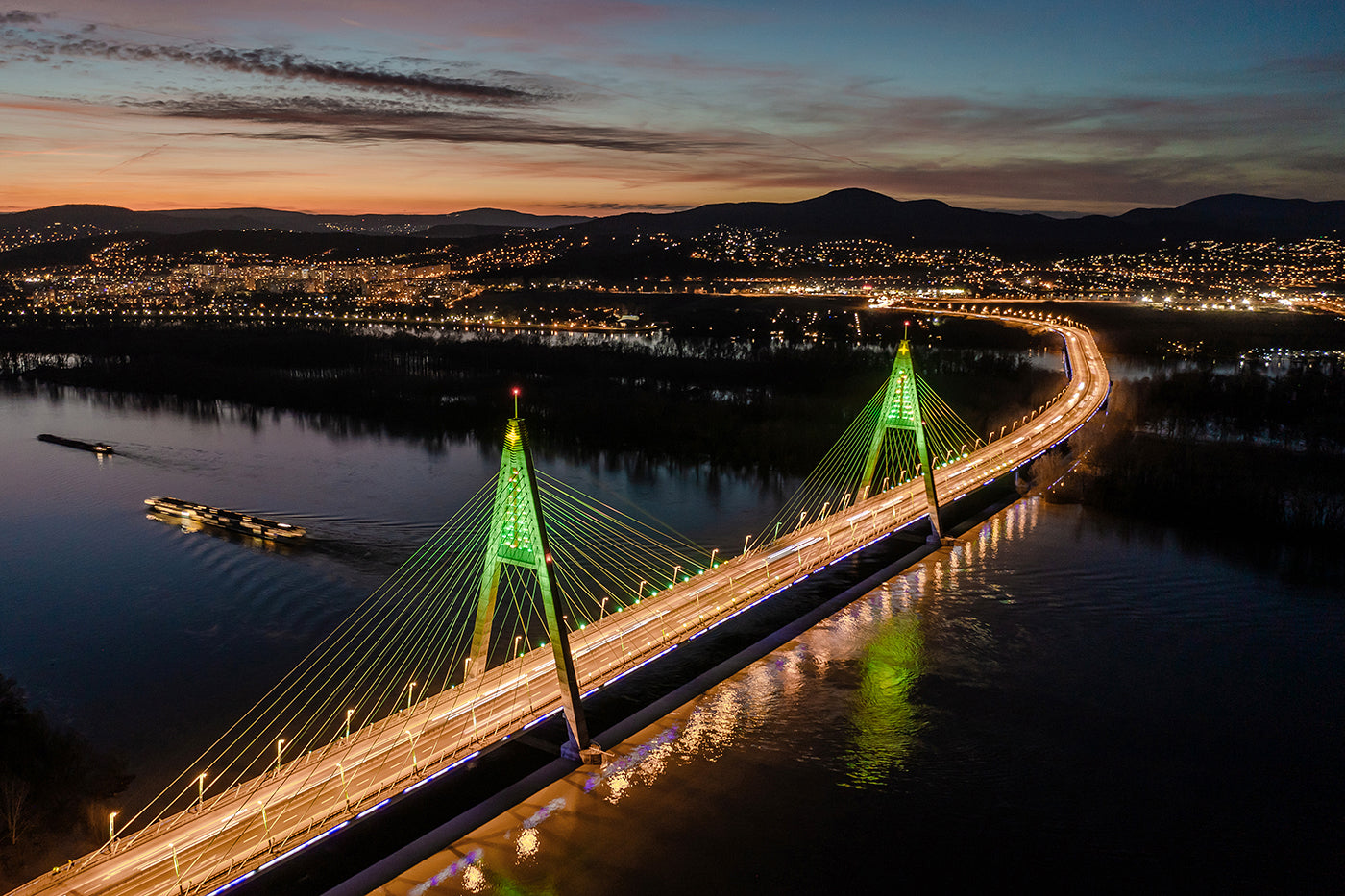 Christmas decoration lighting of Megyeri Bridge #6415