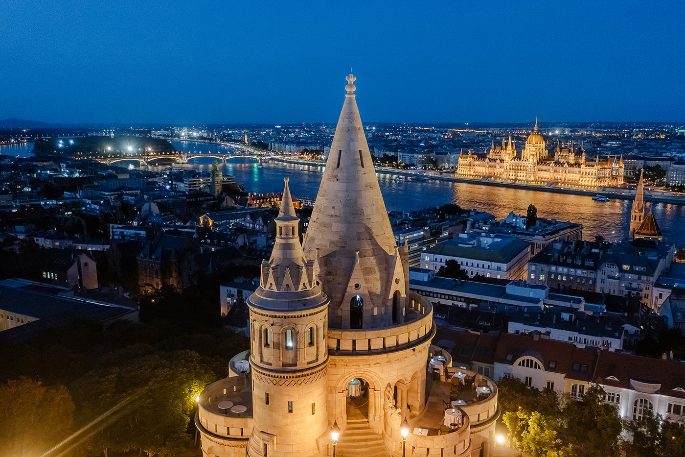Fisherman's Bastion with Parliament in the evening #6471