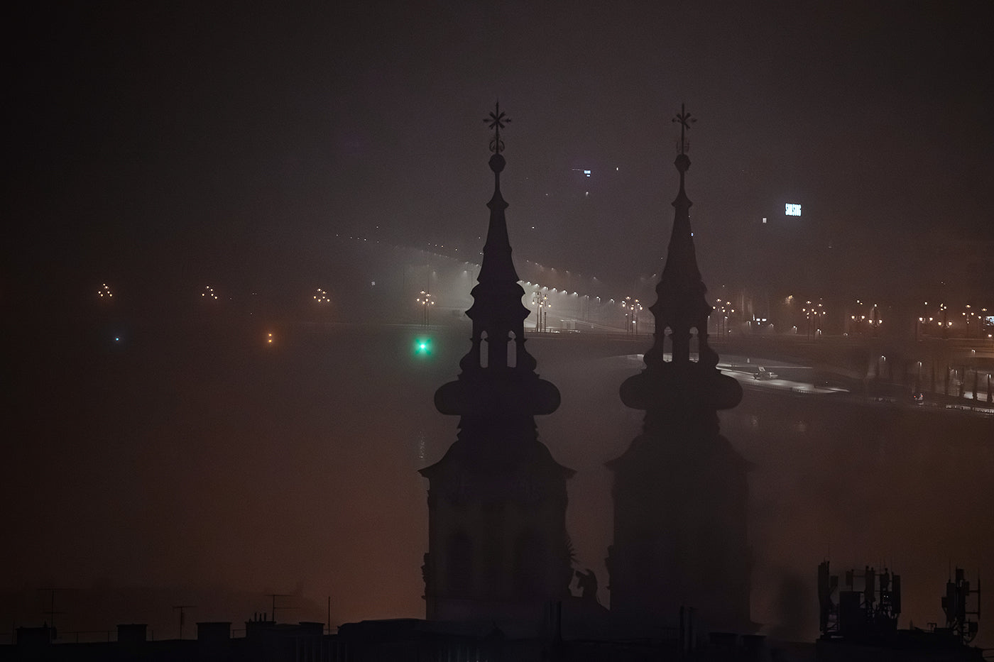 View from the Fisherman's Bastion on a foggy winter evening #6836