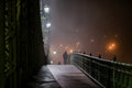 Walking on the Liberty Bridge on a foggy winter evening #6846