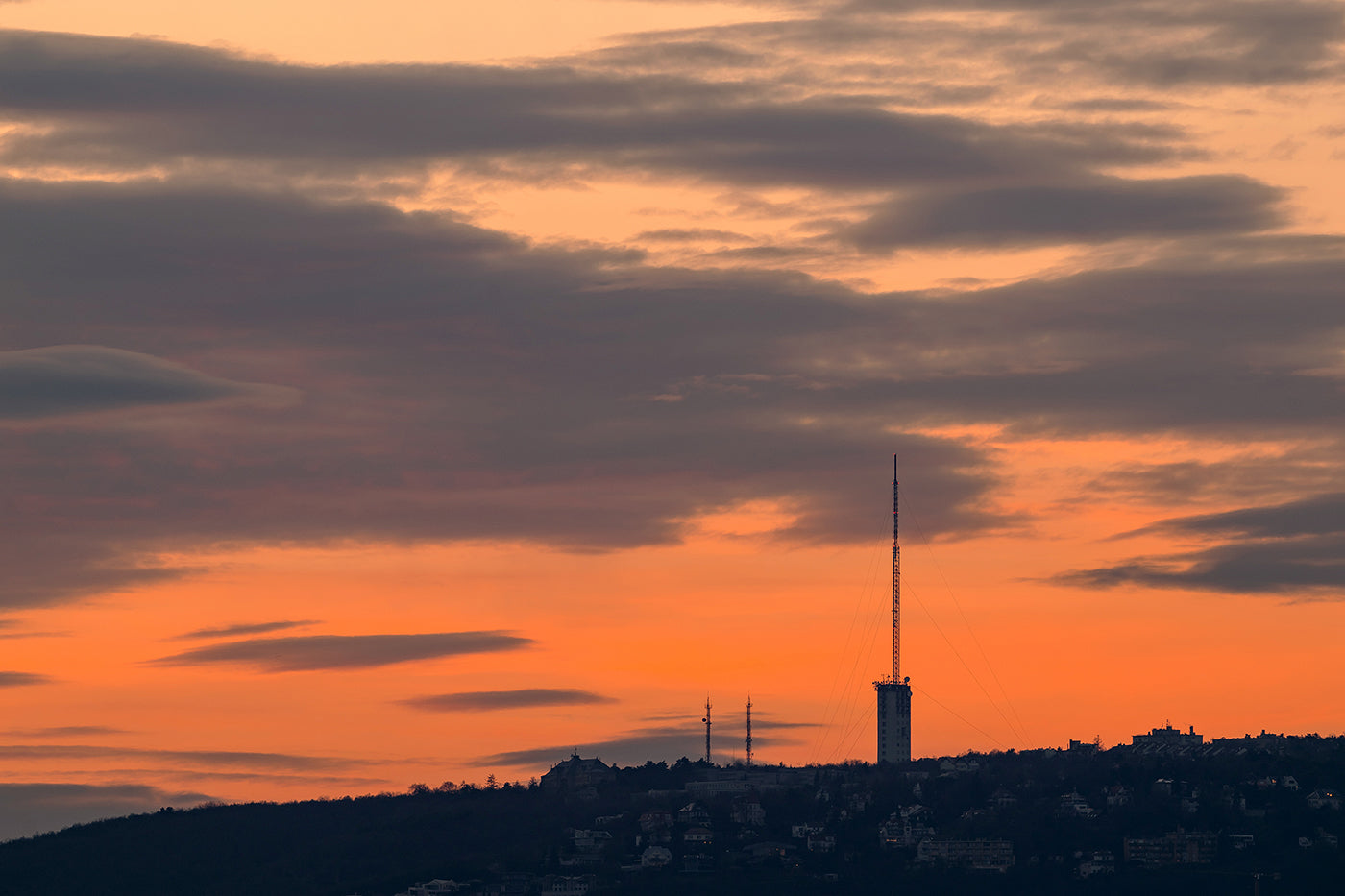 Széchenyi Mountain transmission tower at sunset #7145