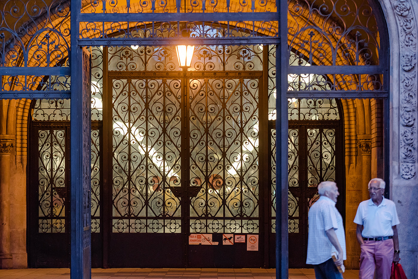 Gate of the Central Market Hall at night #7262