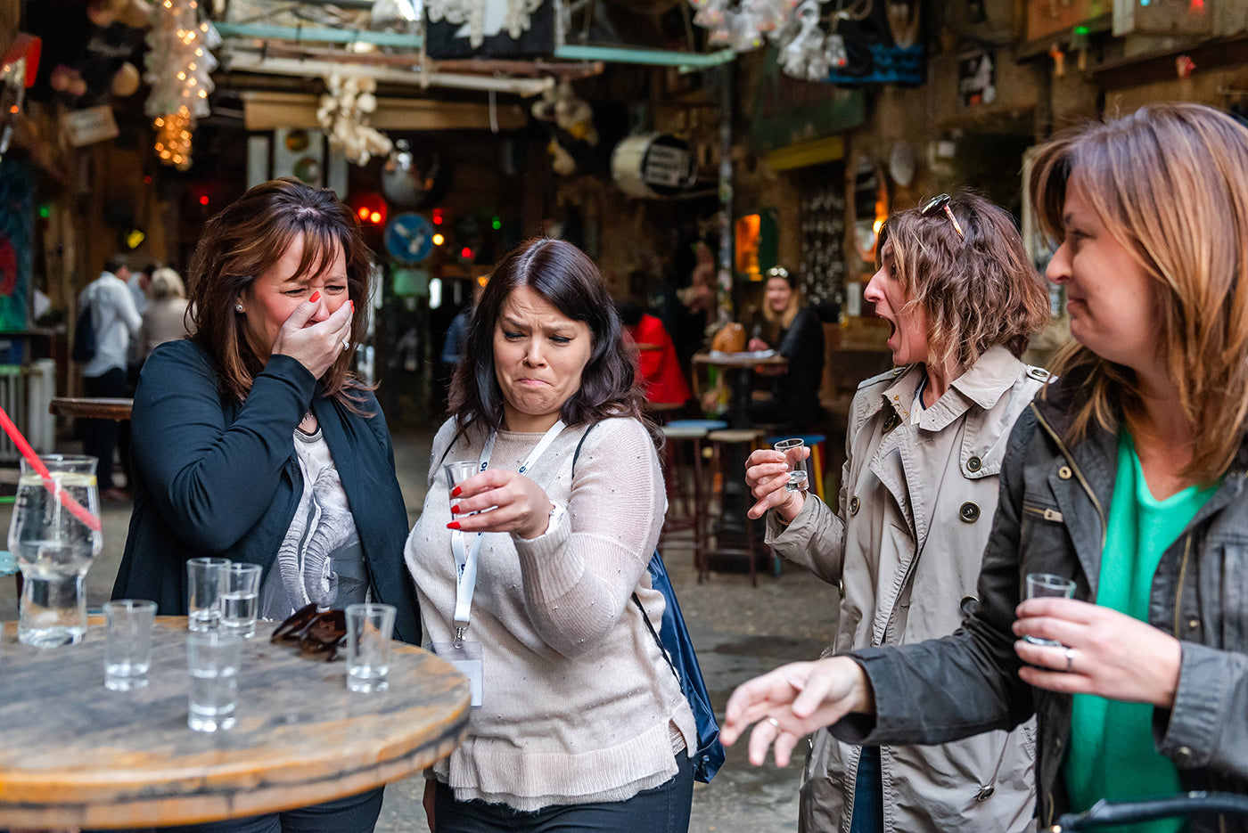 Tourists tasting pálinka in Szimpla #7770