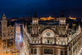 Párisi Udvar Hotel at night with drone #8733