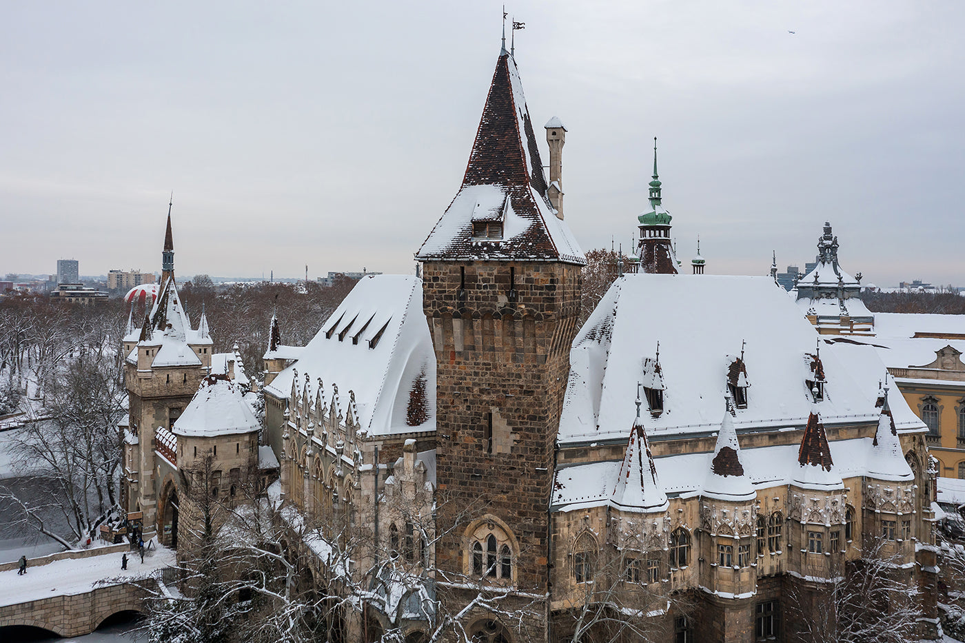 The snow-covered Vajdahunyad Castle #9264