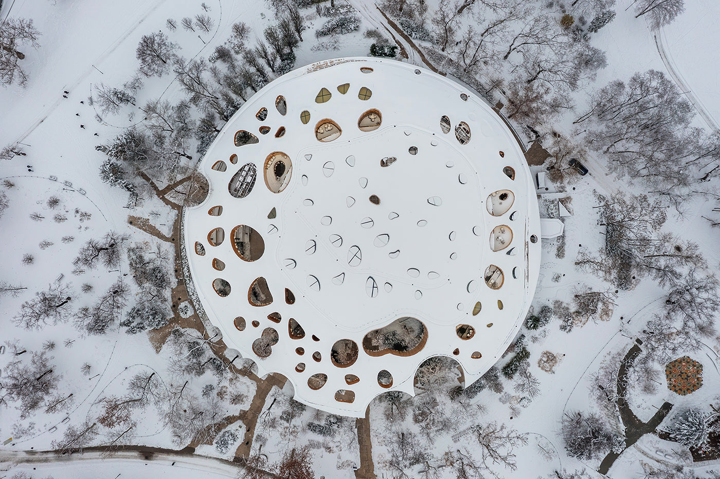 Hungarian House of Music from above in winter #9267