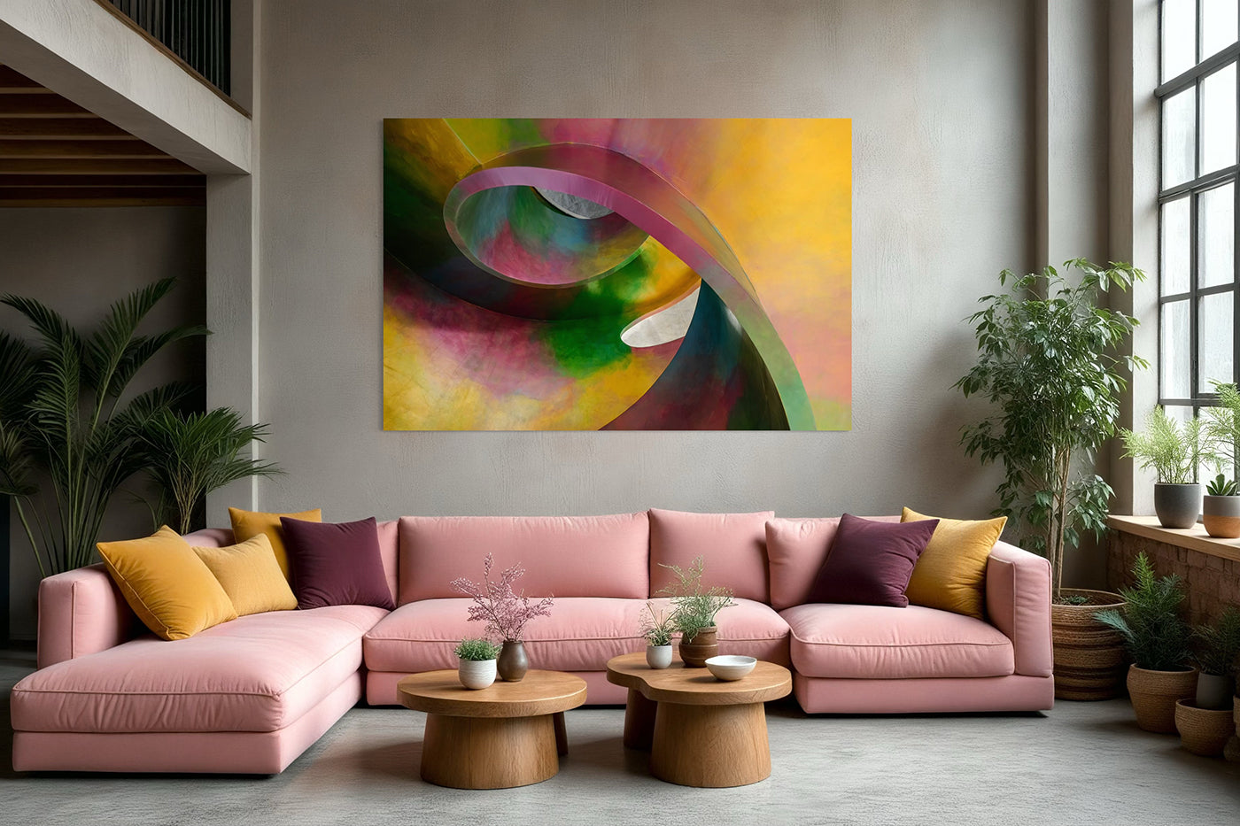 Budapest - Rainbow-colored spiral staircase in the Hungarian Art & Business (HAB) building | Fine Art giclée photo print and wall art