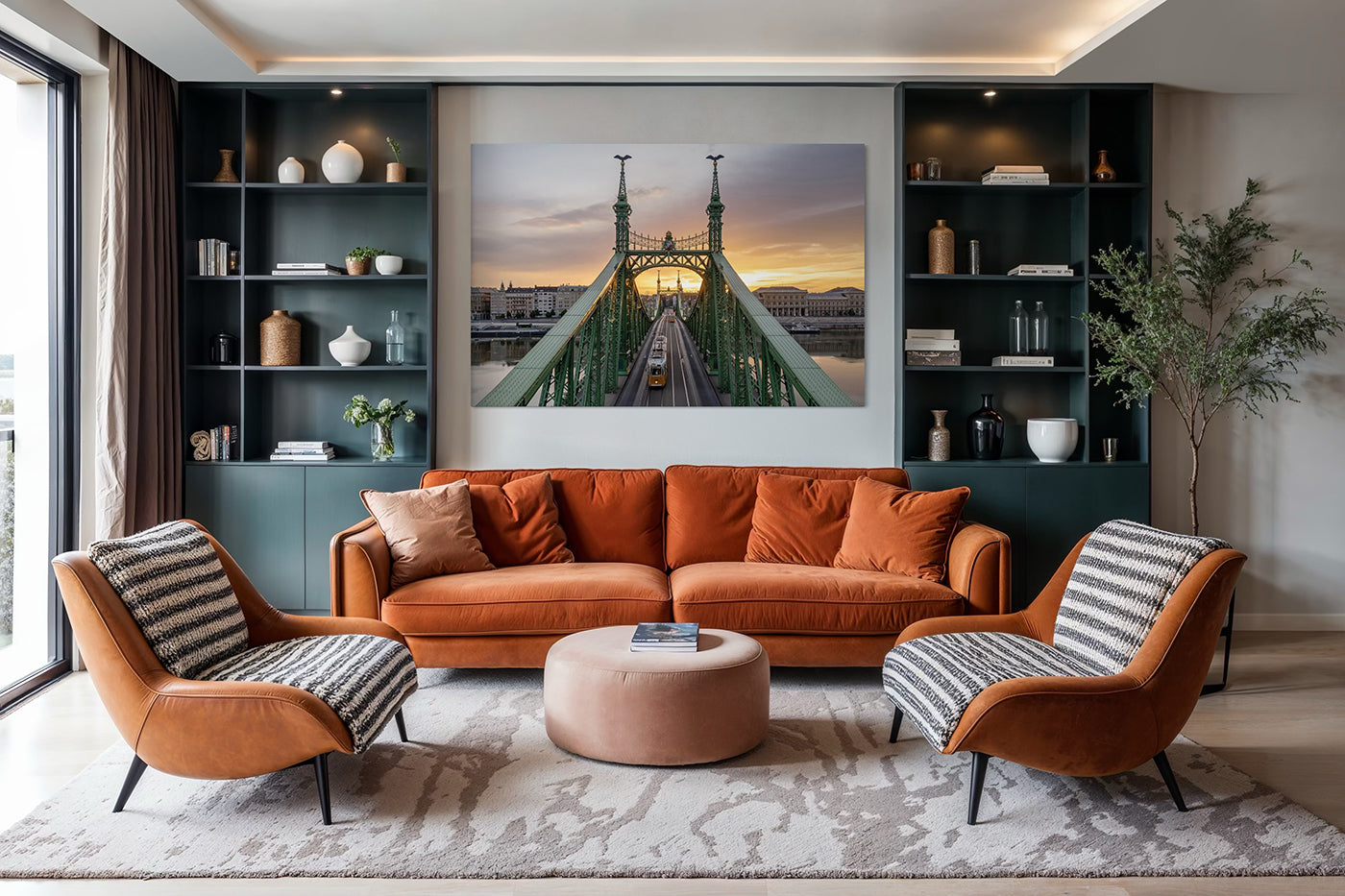 Budapest – Liberty Bridge at sunrise with a drone | Fine Art giclée photo print and wall art