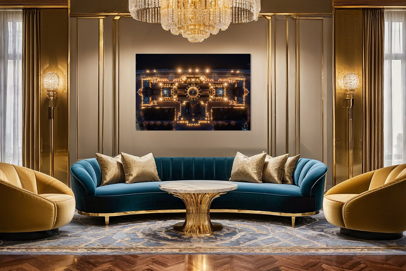 Budapest – Parliament from above at night | Fine Art Giclée Photo Print and Wall Art