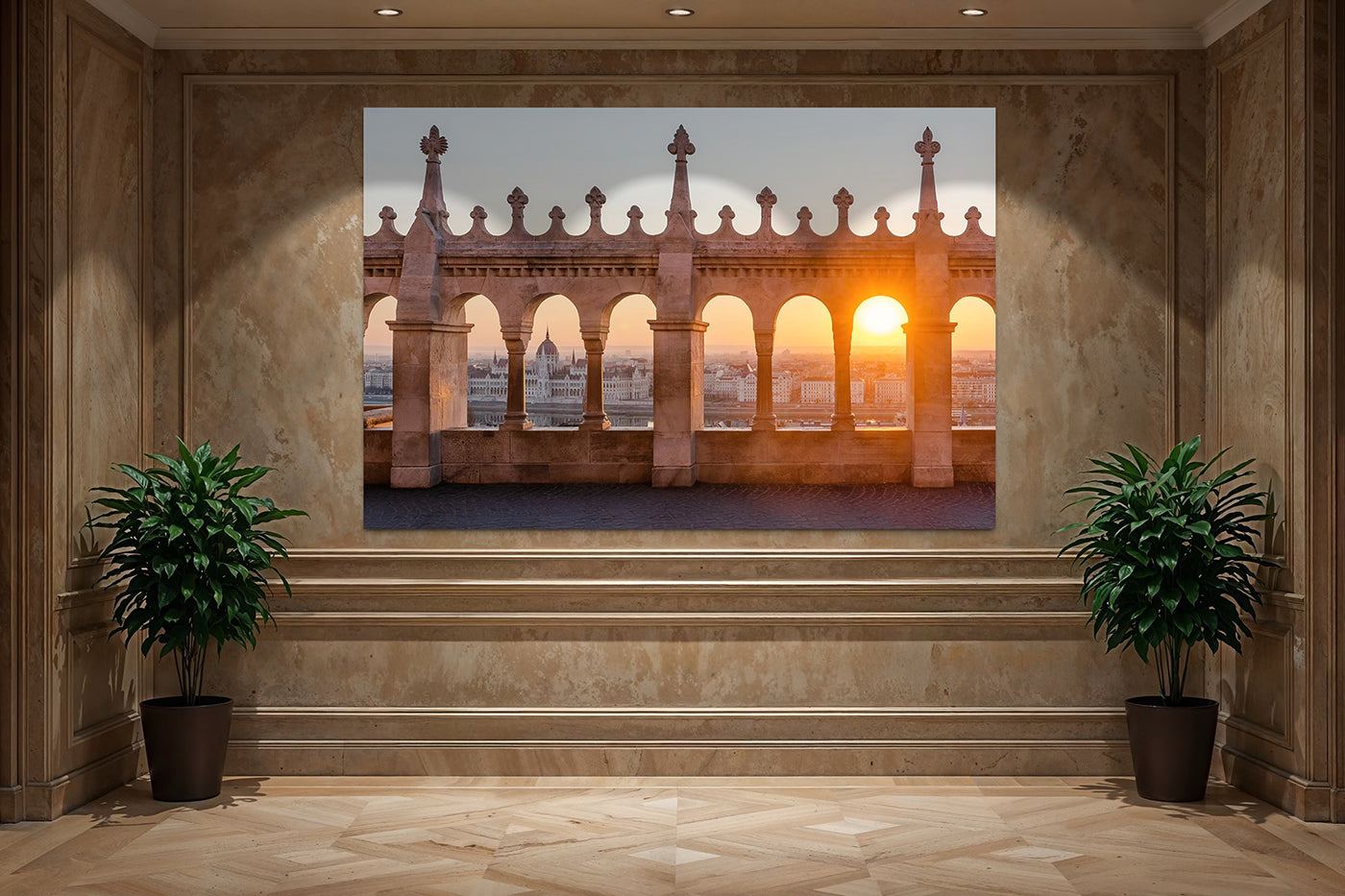 Budapest – Parliament from Fisherman's Bastion at sunrise | Fine Art giclée photo print and wall art